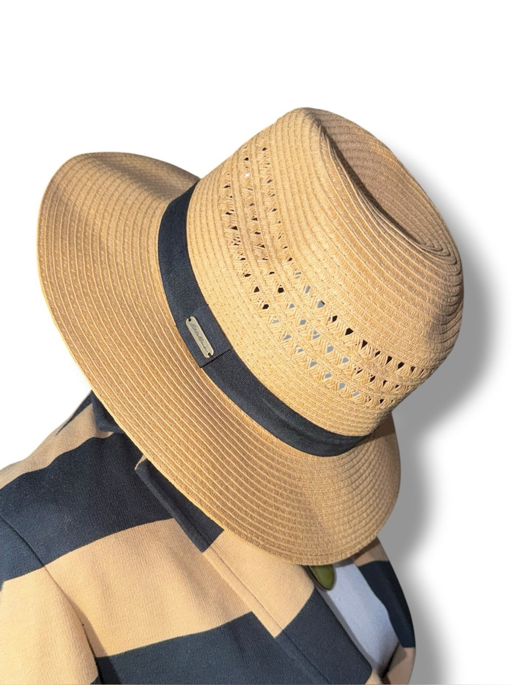 Eddie Bauer Unisex L/XL Floppy Straw Packable Hat Brown woven fedora paper